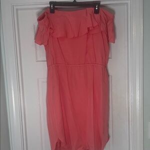 H by Halston Coral Off-Shoulder Midi Dress